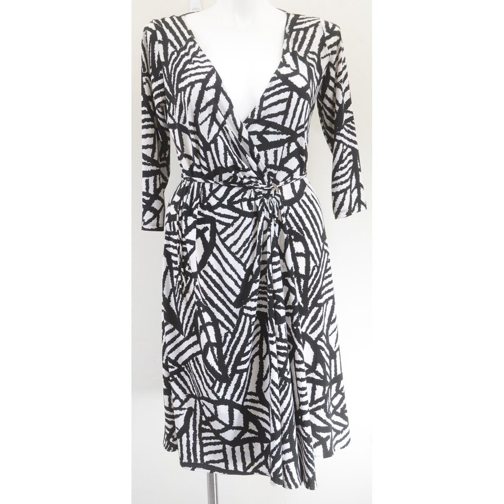 Dressbarn Women's Plus Size14 Wrap Midi Dress 3/4 Sleeve‎ Silver Ring Office